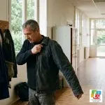 Agent technique d'un collège du Pas-de-Calais accrochant sa blouse pour rejoindre la grève du 29 septembre
